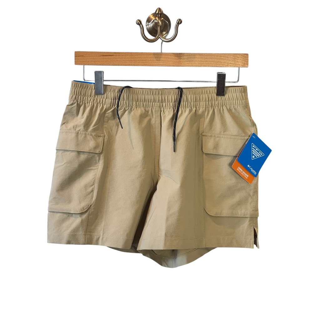 NWT Columbia PFG Womens Omni-Shade Cargo Shorts Beige UPF 50 Size Small Vacation